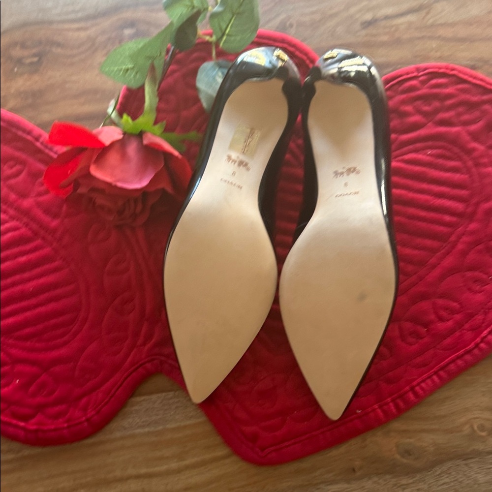 Coach Glossy Black Women's Heels - Picture 3 of 4
